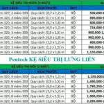 bảng giá kệ sắt cho siêu thị mini