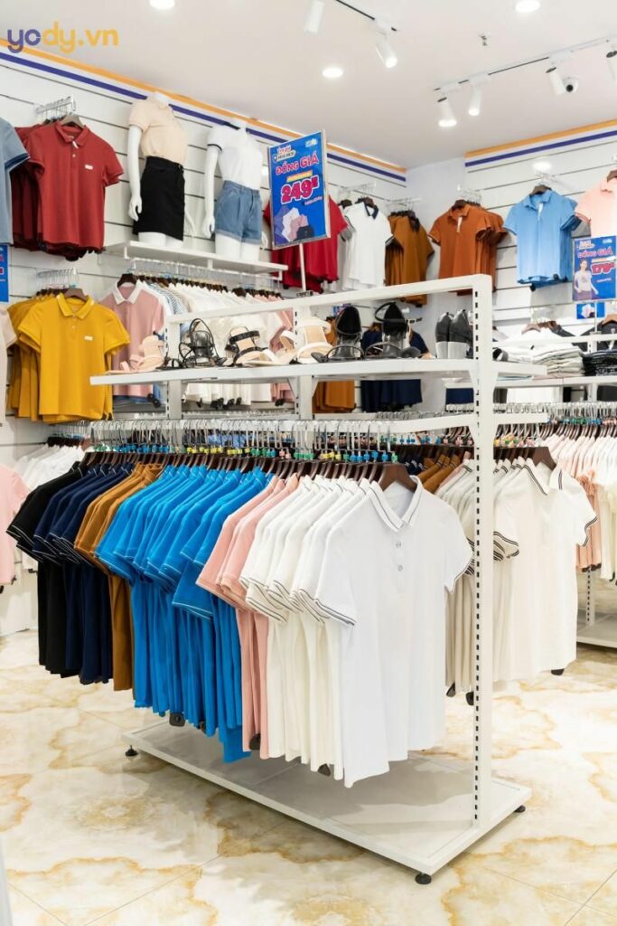 cách trưng bày quần áo đồng giá