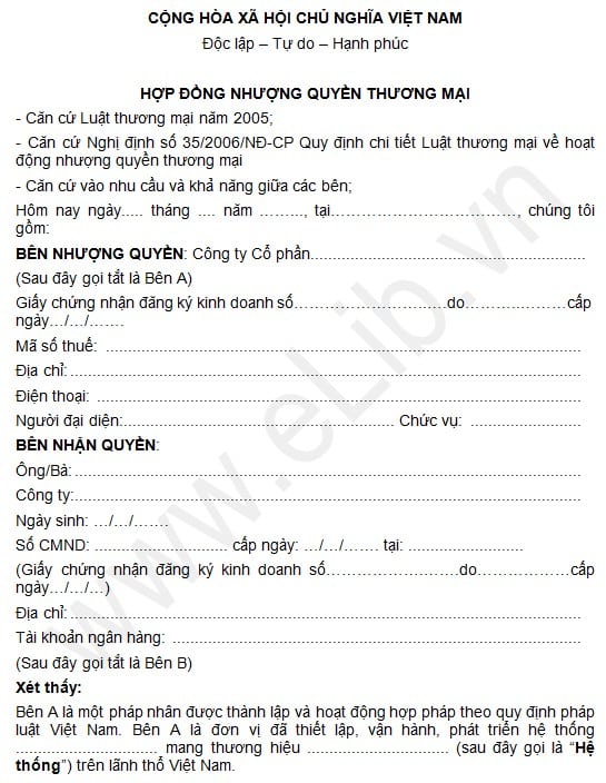hợp đồng nhượng quyền siêu thị mini - Hình 1