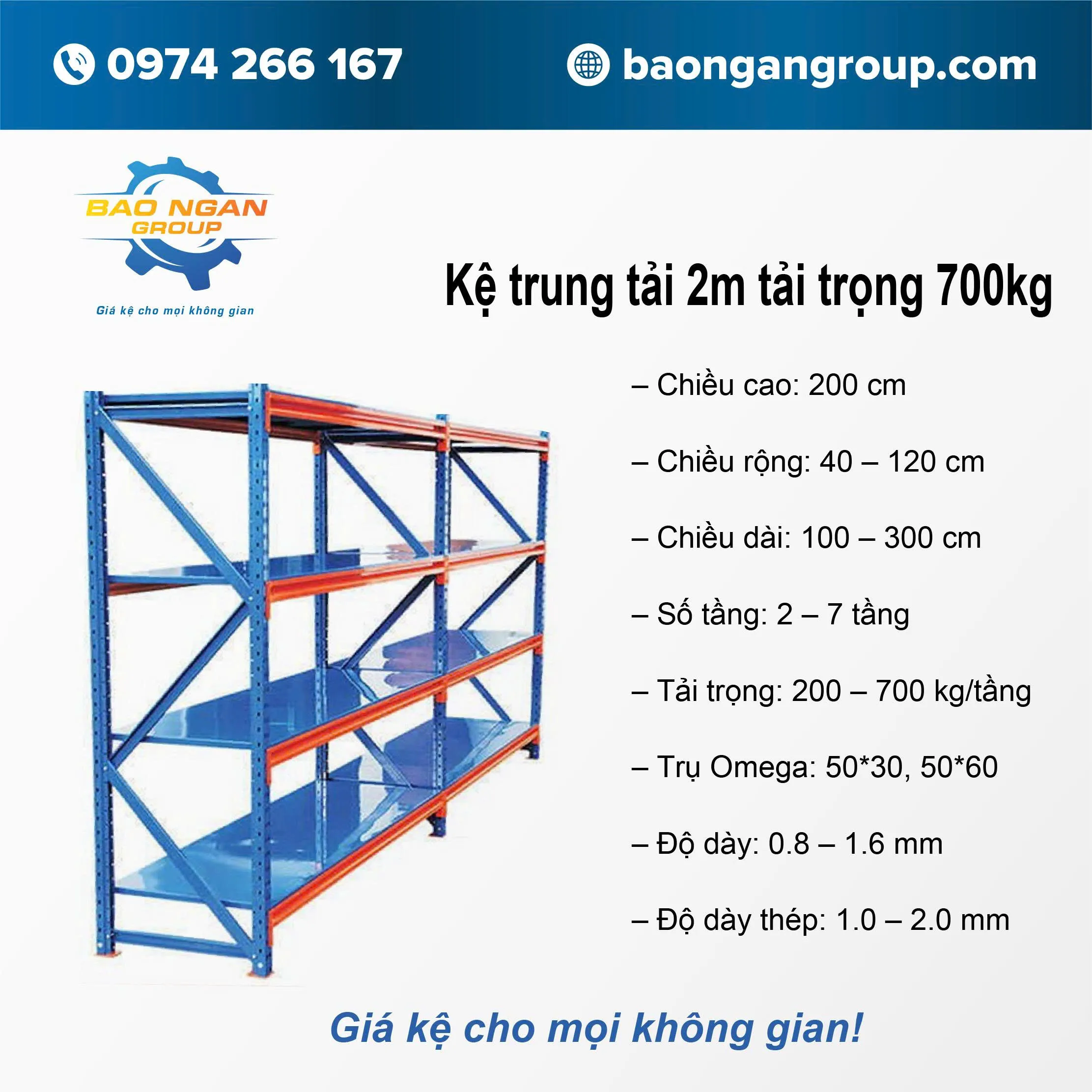 kệ trung tải 700kg - Hình 3