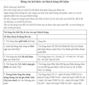 khảo sát nhu cầu khách hàng khu vực