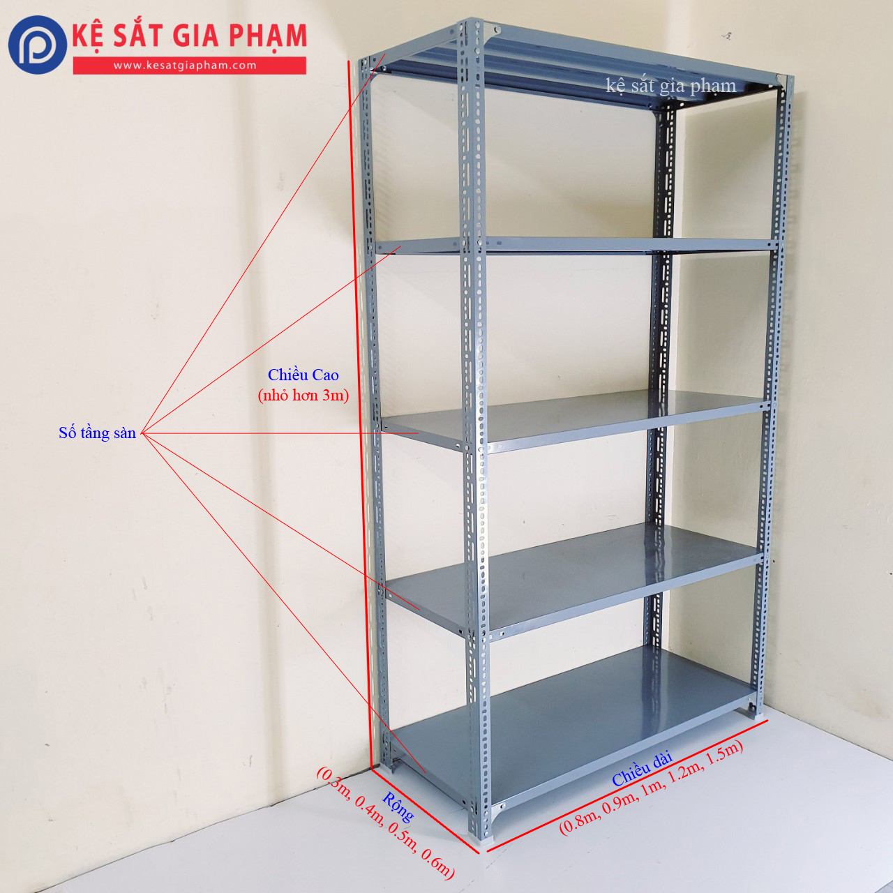 kích thước kệ sắt - Hình 2