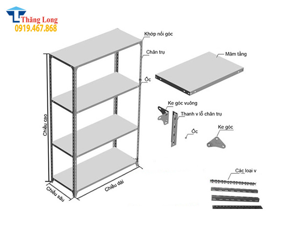 kích thước kệ sắt v lỗ - Hình 1