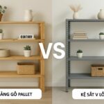 so sánh kệ sắt và kệ gỗ