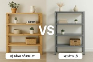 so sánh kệ sắt và kệ gỗ