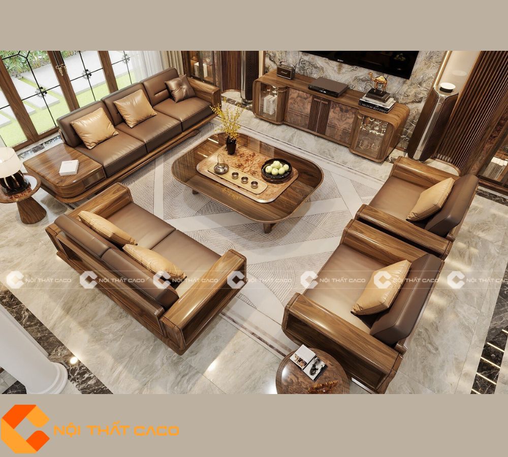 sofa gỗ óc chó - Hình 2