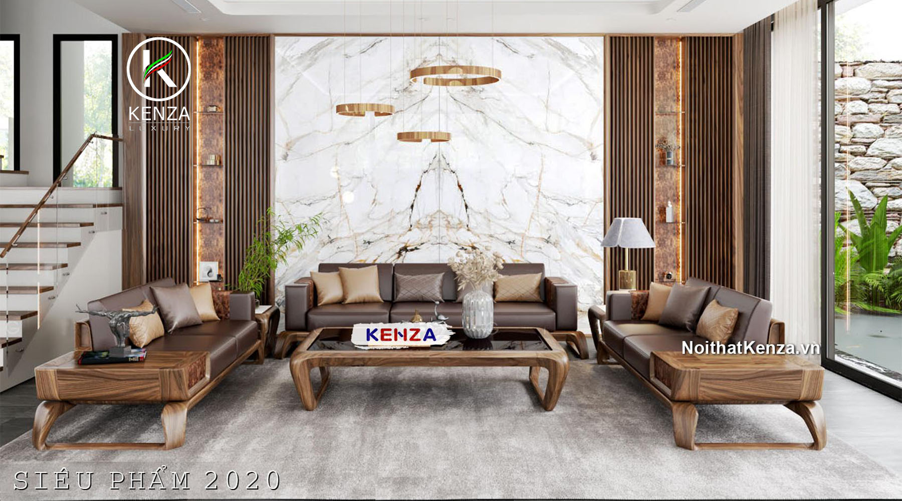 sofa gỗ óc chó - Hình 4