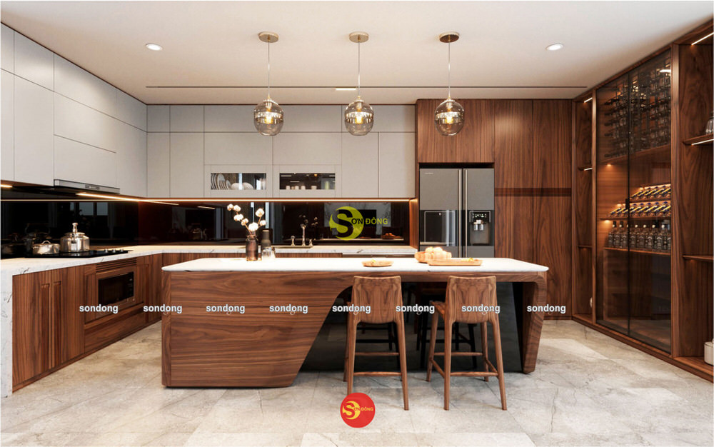 tủ bếp gỗ óc chó - Hình 4