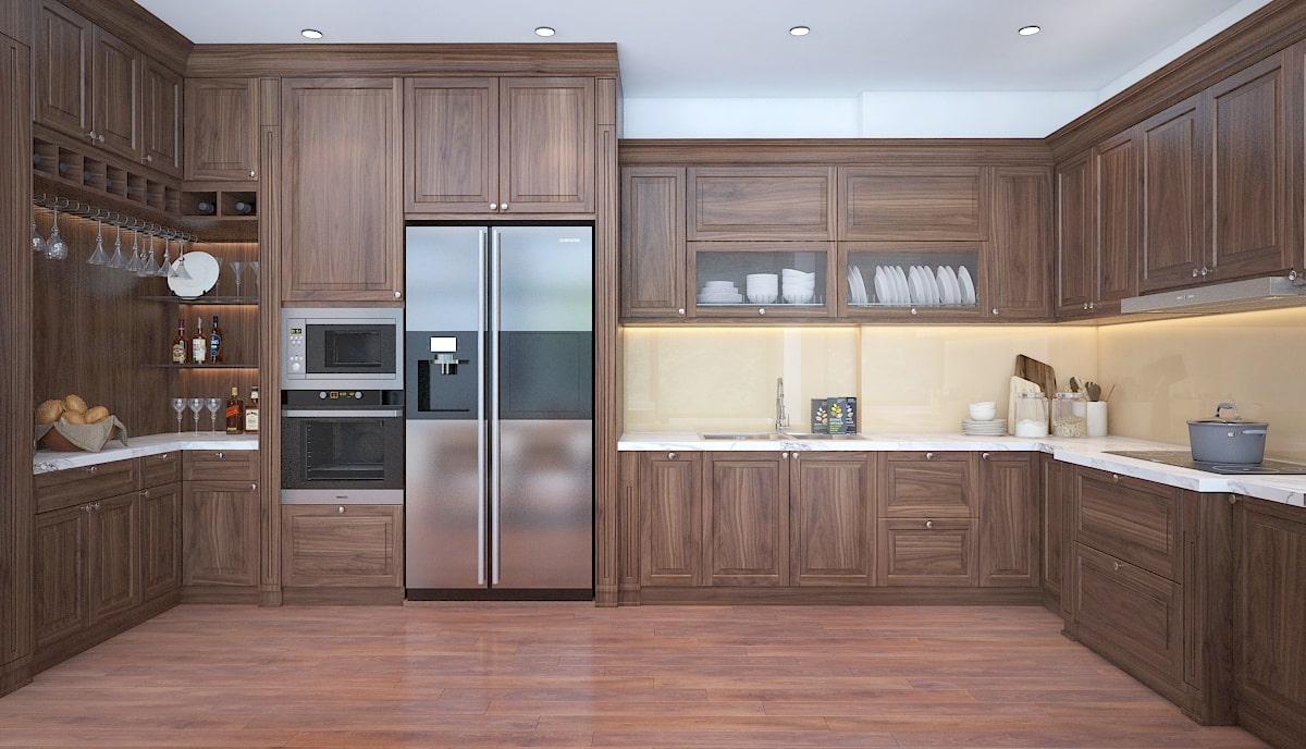tủ bếp gỗ óc chó - Hình 5
