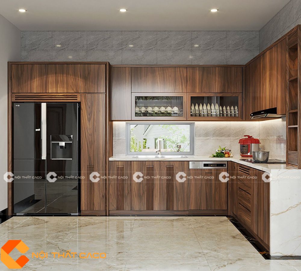 tủ bếp gỗ óc chó - Hình 1