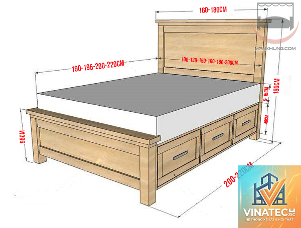 cẩm nang kích thước giường ngủ tiêu chuẩn