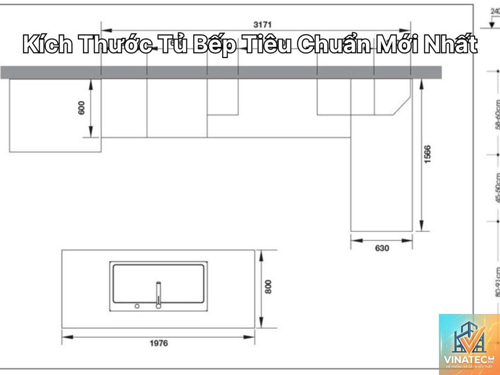 cẩm nang kích thước tiêu chuẩn phòng bếp