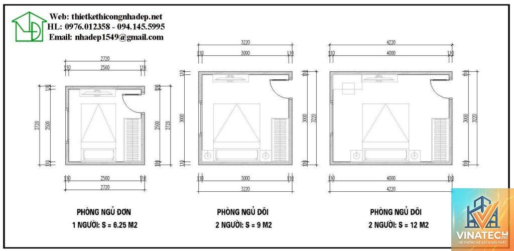 cẩm nang kích thước tiêu chuẩn phòng ngủ