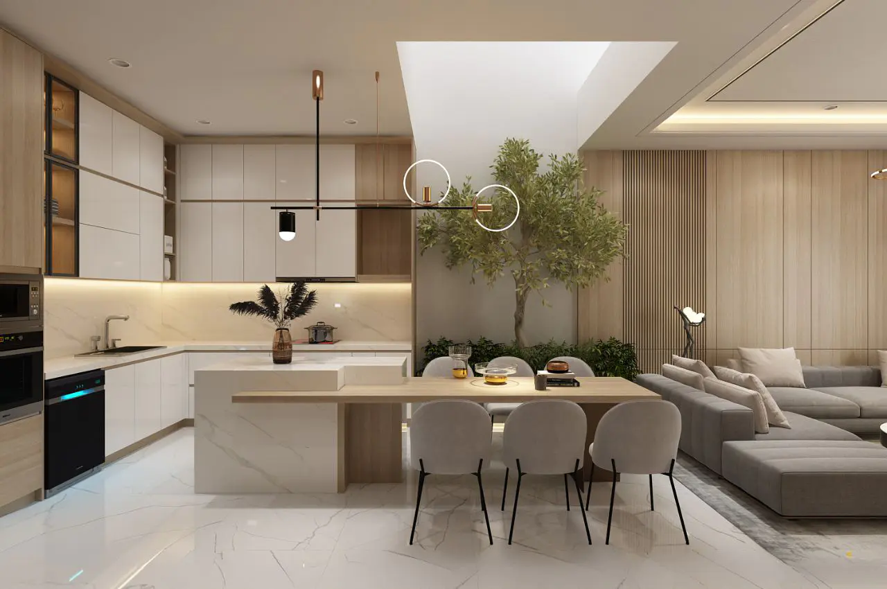 cẩm nang thiết kế phòng khách liền bếp - Hình 5