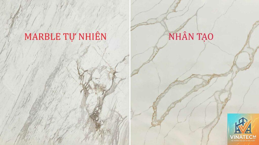 đá marble vs đá nhân tạo