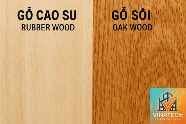 gỗ sồi vs gỗ cao su